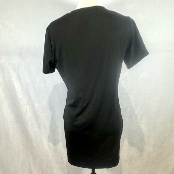 Black artistic abstract face print shirt dress size large - Picture 4 of 5